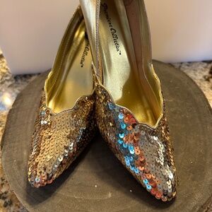 Rachel B Premiere Collection Gold Sequin Heels/Pumps.  Size 10.